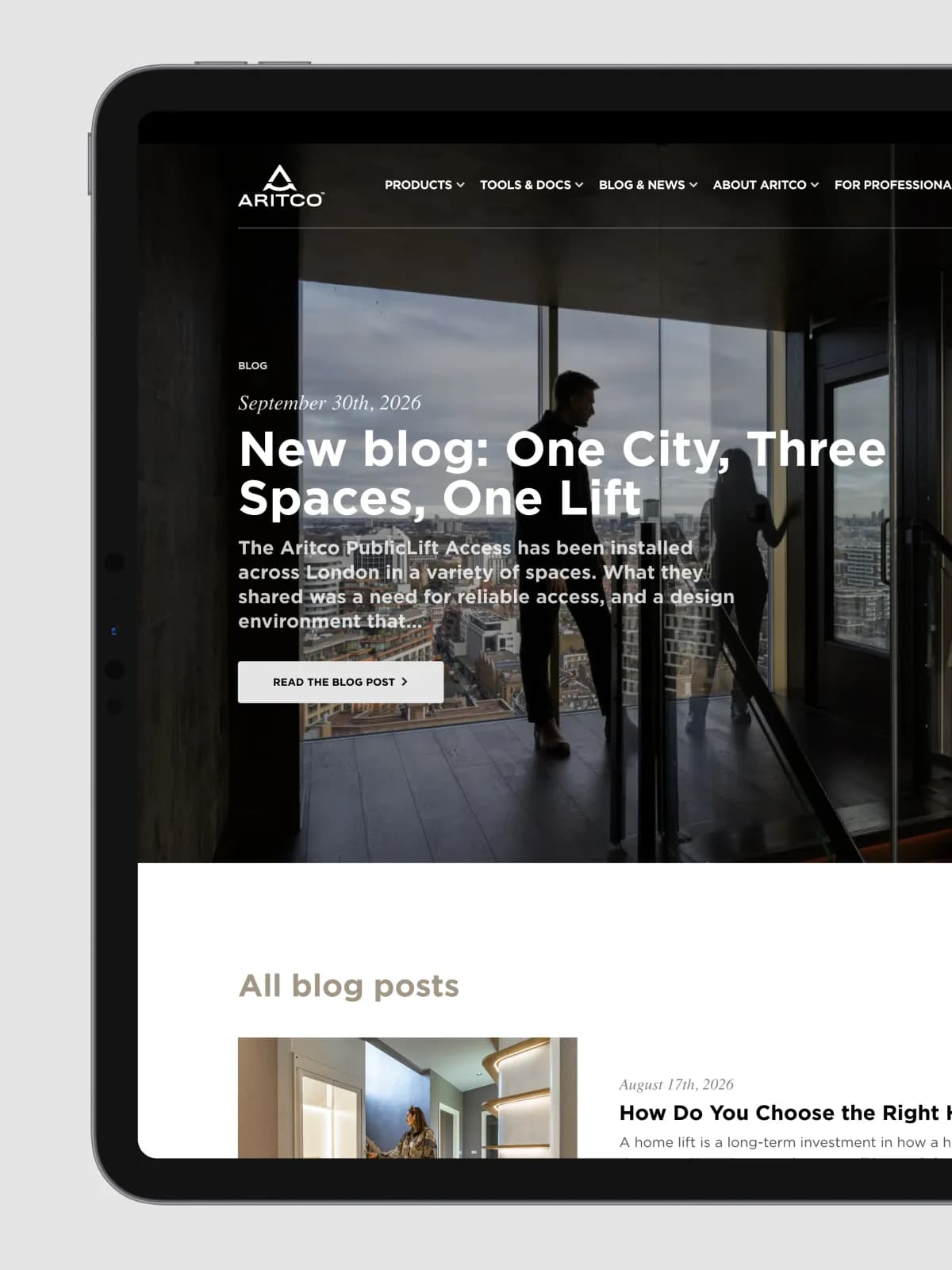 Aritcos blogg i en surfplatta