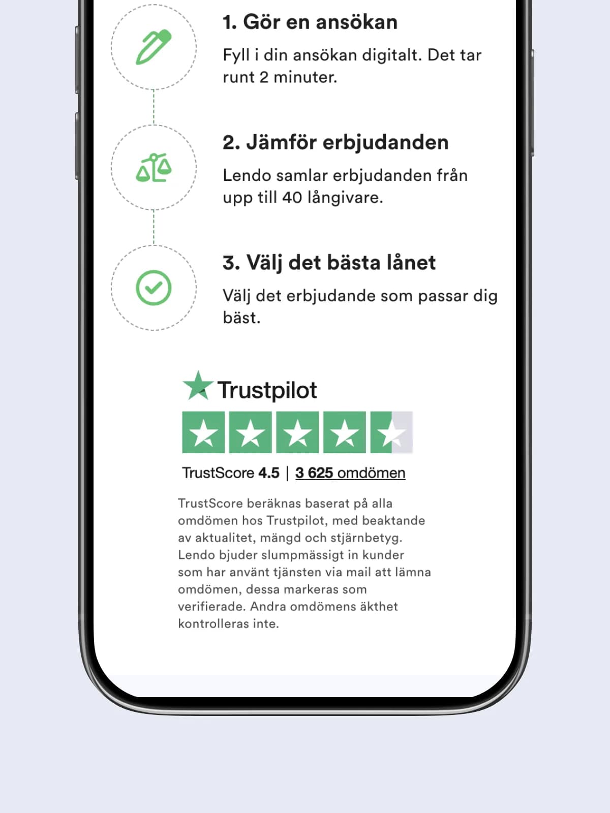 Så funkar det att söka lån hos Lendo, i mobilen